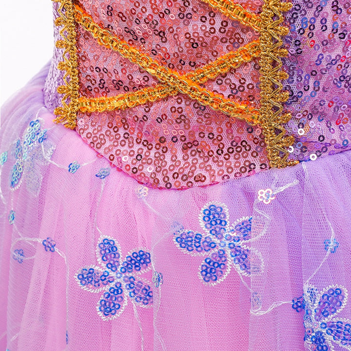 Ball Gown Square Neck Short Sleeves Flower Girl Dresses with Appliques &amp; Sequins