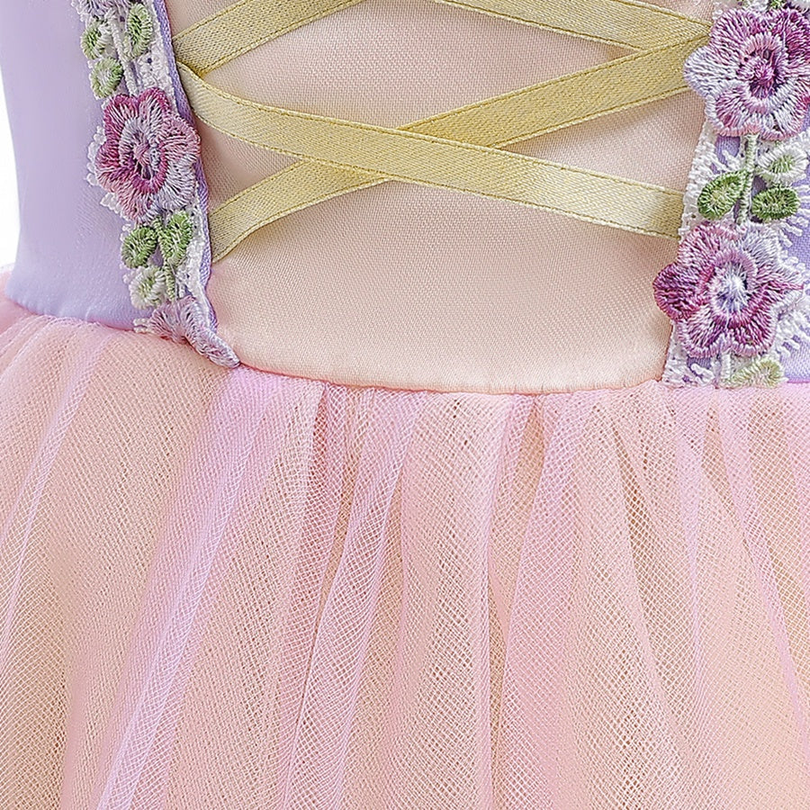 Ball Gown Scoop Short Sleeves Flower Girl Dresses with Appliques &amp; Bow(s) &amp; Embroidery