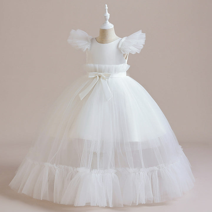 Tulle Scoop Neck Sleeveless Flower Girl Dresses with Pleats &amp; Bow(s)
