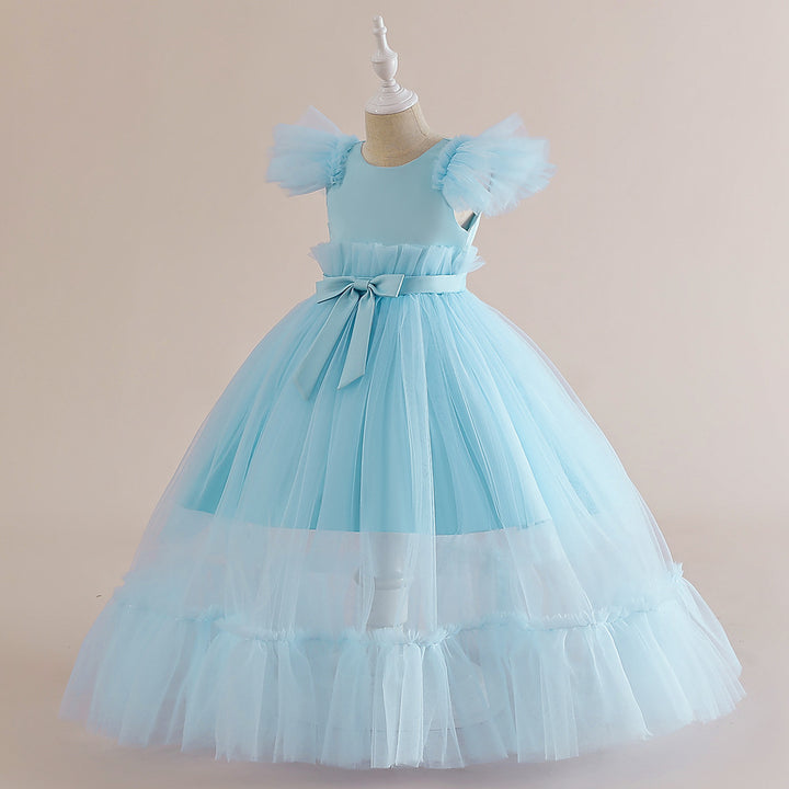 Tulle Scoop Neck Sleeveless Flower Girl Dresses with Pleats &amp; Bow(s)