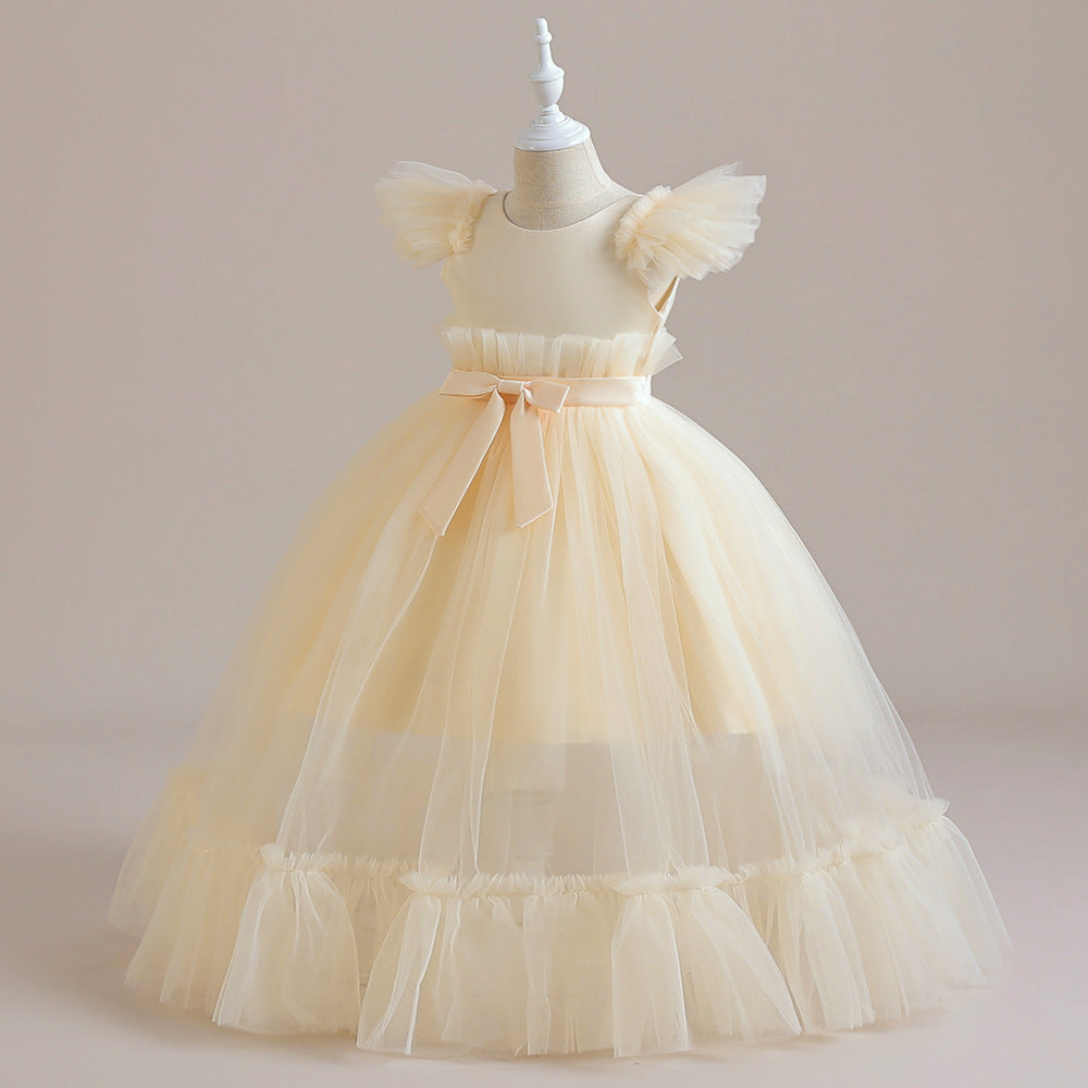 Tulle Scoop Neck Sleeveless Flower Girl Dresses with Pleats &amp; Bow(s)