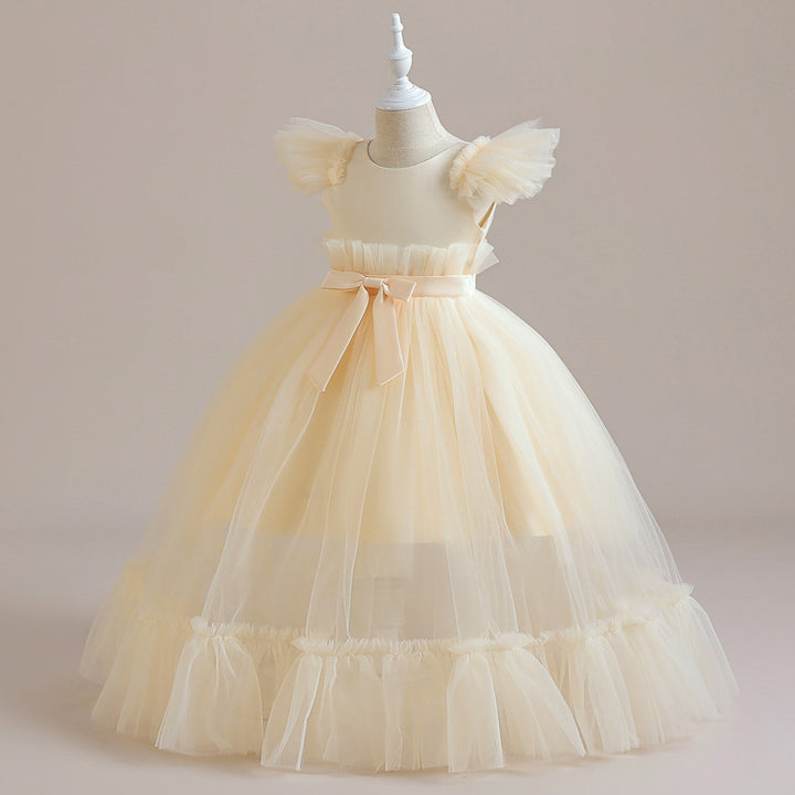 Tulle Scoop Neck Sleeveless Flower Girl Dresses with Pleats &amp; Bow(s)