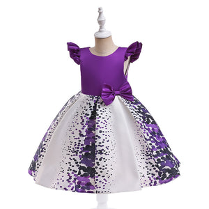 Scoop Sleeveless Knee-Length Printed Floral Christmas Dresses for Girls