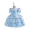 Tiered Ball Gown Scoop Short Sleeves Pleated Christmas Dresses for Girls