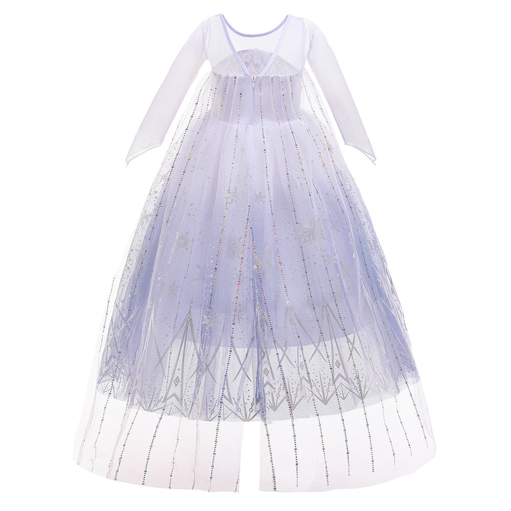 A-Line/Princess Scoop Long Sleeves Flower Girl Dresses with Printed Flowers &amp; Watteau Train