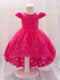Ball Gown Scoop Short Sleeves Flower Girl Dresses with Appliques & Pearls