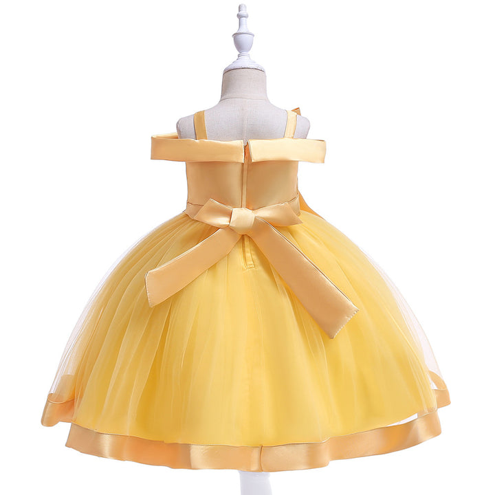 Ball Gown Off-the-Shoulder Sleeveless Flower Girl Dresses with Appliques &amp; Bow Knot