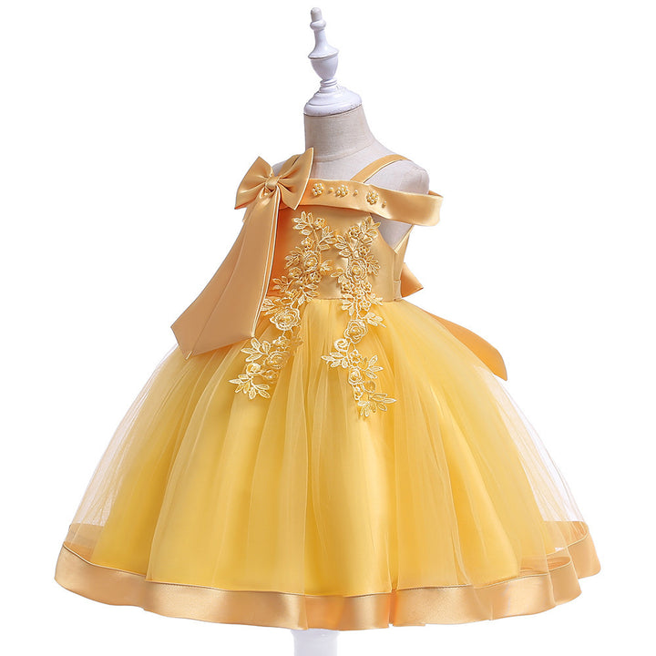 Ball Gown Off-the-Shoulder Sleeveless Flower Girl Dresses with Appliques &amp; Bow Knot