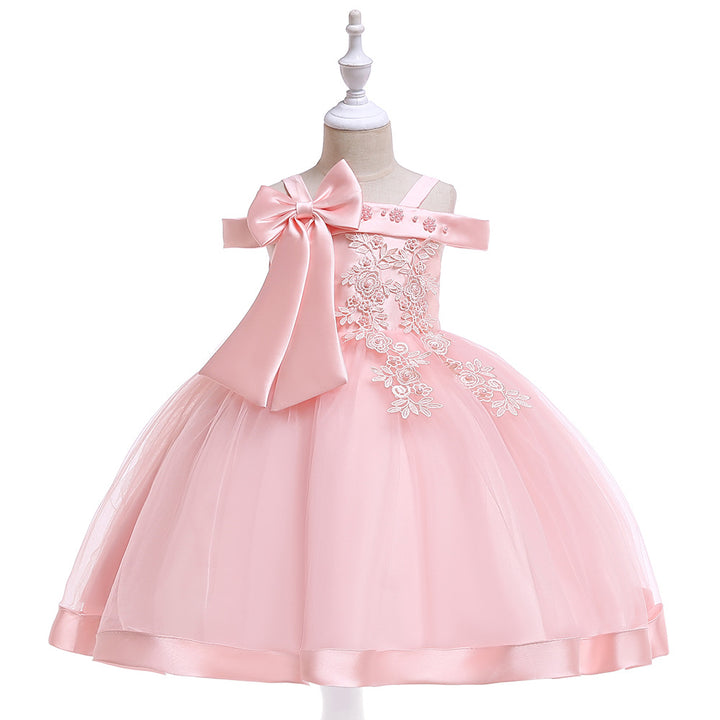 Ball Gown Off-the-Shoulder Sleeveless Flower Girl Dresses with Appliques &amp; Bow Knot