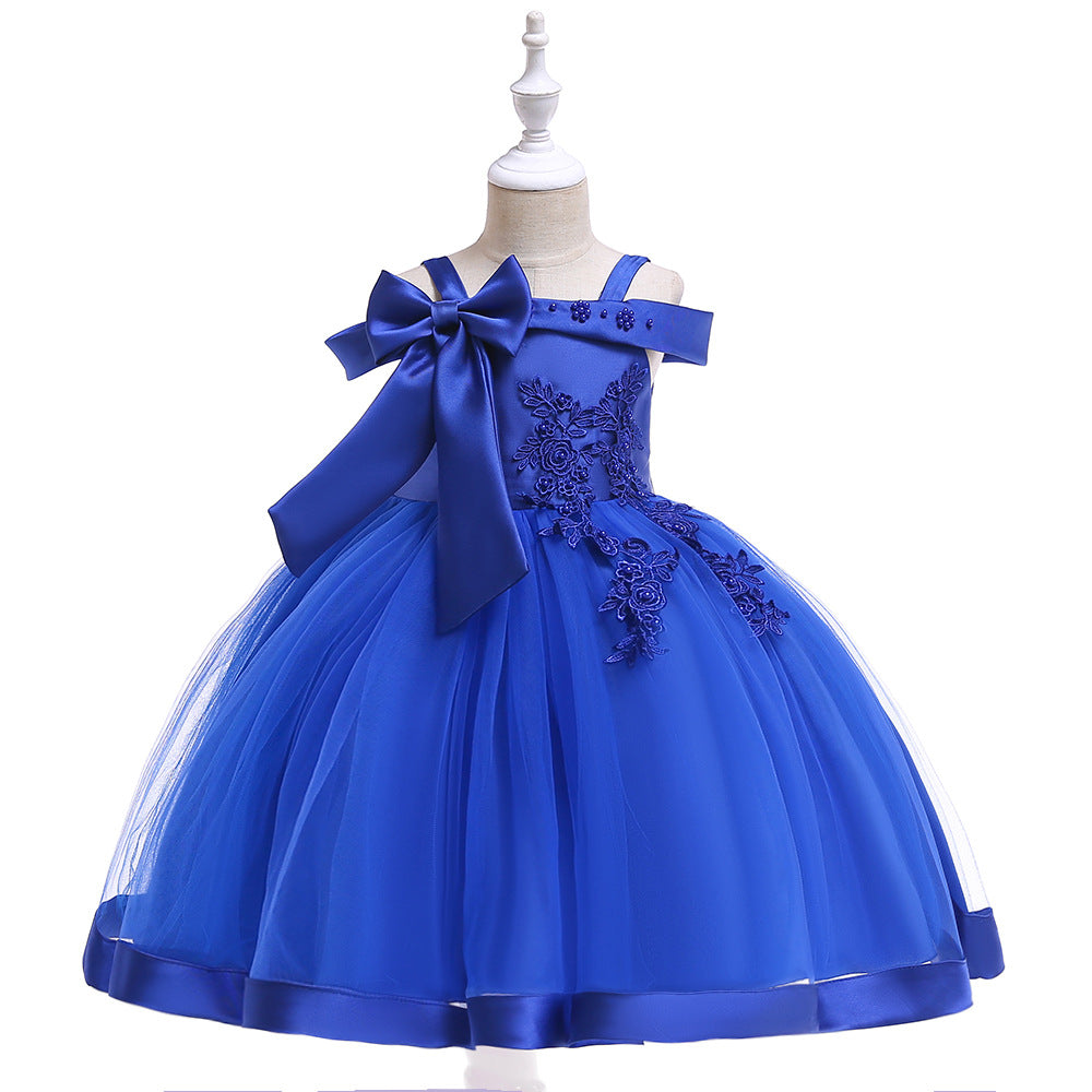 Ball Gown Off-the-Shoulder Sleeveless Flower Girl Dresses with Appliques &amp; Bow Knot