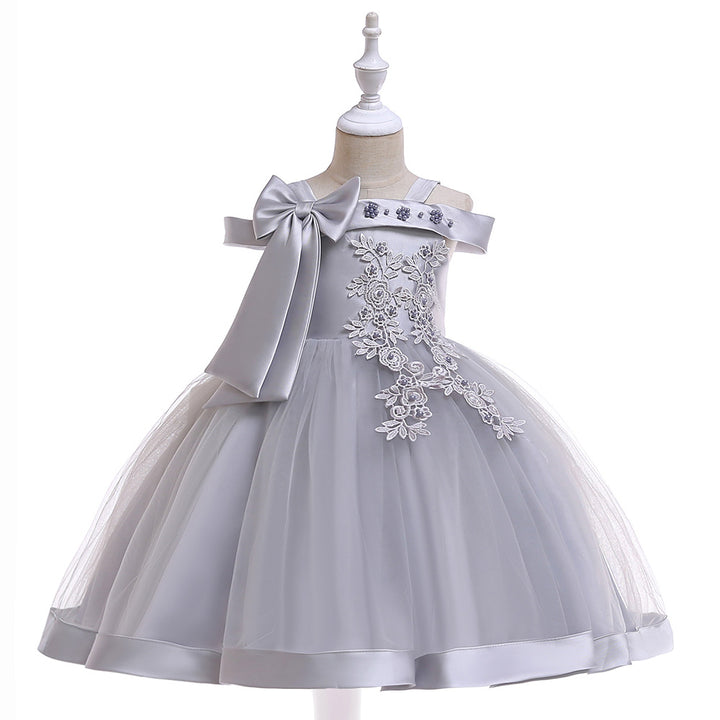 Ball Gown Off-the-Shoulder Sleeveless Flower Girl Dresses with Appliques &amp; Bow Knot