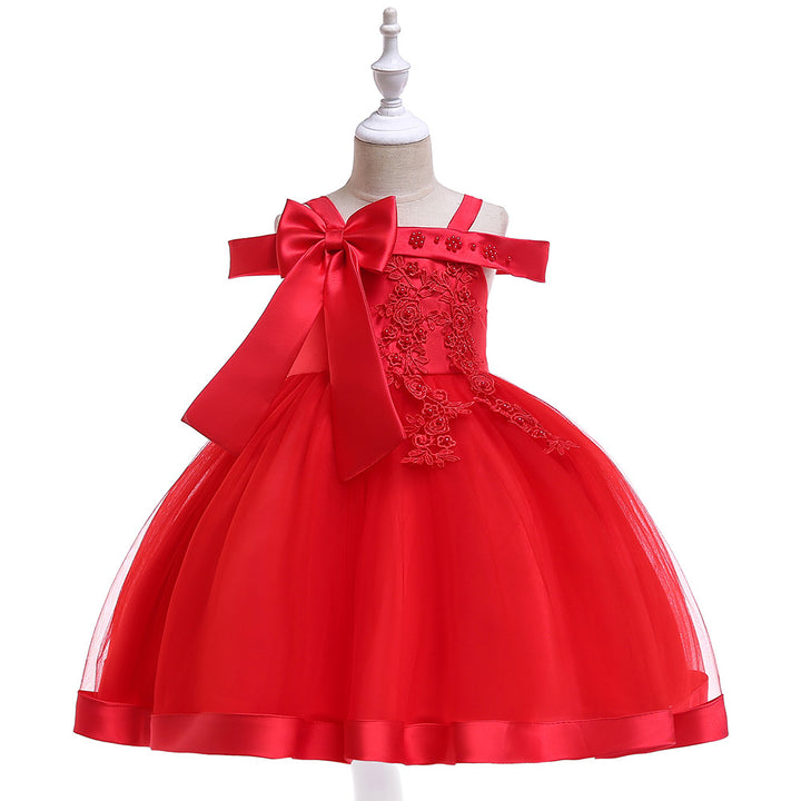 Ball Gown Off-the-Shoulder Sleeveless Flower Girl Dresses with Appliques &amp; Bow Knot