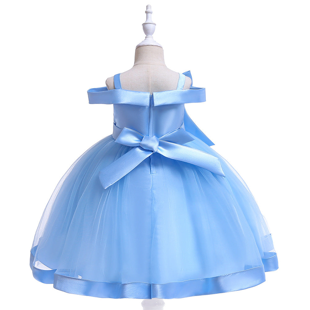 Ball Gown Off-the-Shoulder Sleeveless Flower Girl Dresses with Appliques &amp; Bow Knot