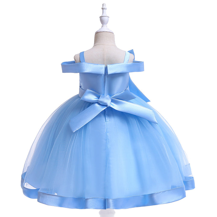 Ball Gown Off-the-Shoulder Sleeveless Flower Girl Dresses with Appliques &amp; Bow Knot