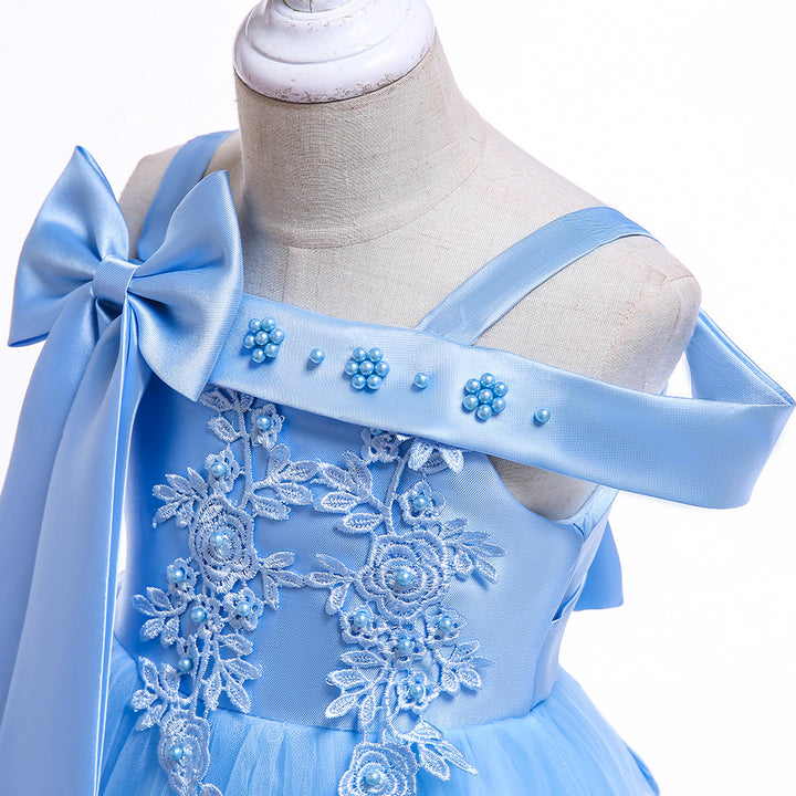Ball Gown Off-the-Shoulder Sleeveless Flower Girl Dresses with Appliques &amp; Bow Knot