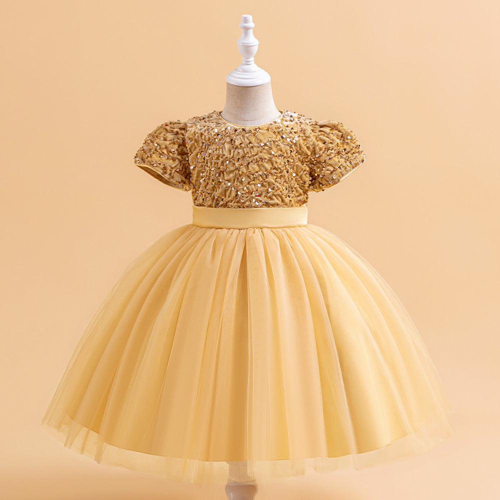 Ball Gown Scoop Short Sleeves Christmas Dresses for Girls