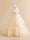 A-Line/Princess Illusion Scoop Flower Girl Dresses with Bow