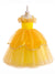 Princess Ball Gown Cold Shoulder Tiered Christmas Dresses for Girls