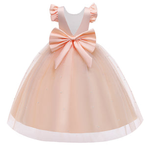A-Line/Princess Scoop Flying Sleeves Flower Girl Dresses with Pearls