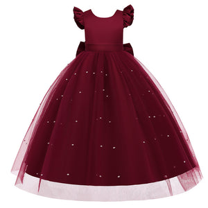 A-Line/Princess Scoop Flying Sleeves Flower Girl Dresses with Pearls