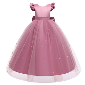 A-Line/Princess Scoop Flying Sleeves Flower Girl Dresses with Pearls