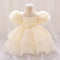 Ball Gown Scoop Puff Sleeves Flower Girl Dresses with Ruffles
