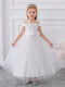 Ball Gown Off-the-Shoulder Short Sleeves Flower Girl Dresses with Bow Knot