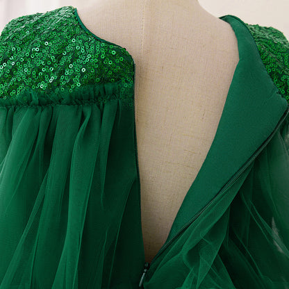 Tiered Ball Gown Scoop Sleeveless Christmas Dresses for Girls