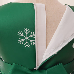 A-Line/Princess Scoop Puff Sleeves Pleated Christmas Dresses for Girls