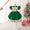 A-Line/Princess Scoop Puff Sleeves Ruched Christmas Dresses for Girls