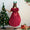 A-Line/Princess V-Neck Short Sleeves Ruched Christmas Dresses for Girls