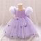 Ball Gown Scoop Puff Sleeves Flower Girl Dresses with Sequins