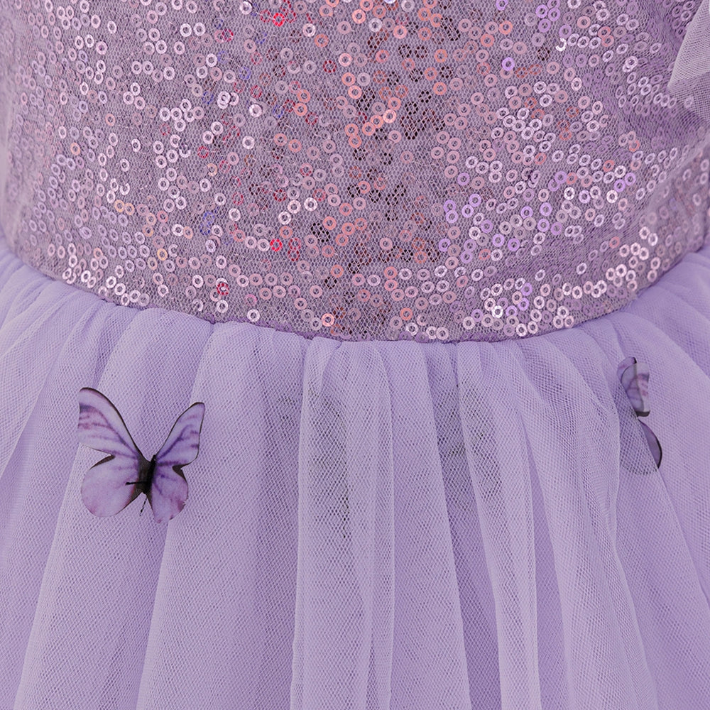 Ball Gown Scoop Puff Sleeves Flower Girl Dresses with Sequins