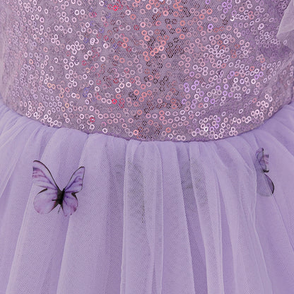 Ball Gown Scoop Puff Sleeves Flower Girl Dresses with Sequins