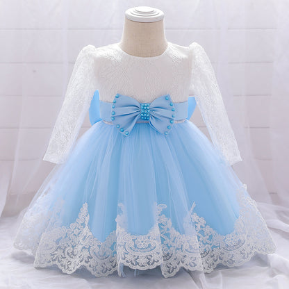 Ball Gown Scoop Long Sleeves Flower Girl Dresses with Beading
