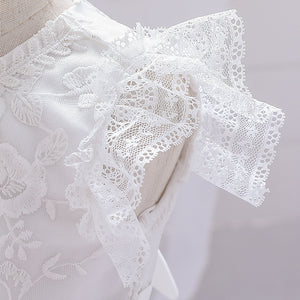 Ball Gown Scoop Flying Sleeves Flower Girl Dresses with Applique