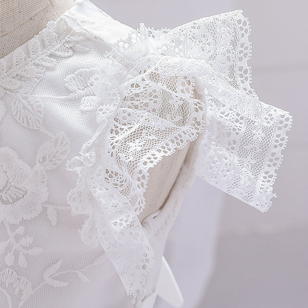 Ball Gown Scoop Flying Sleeves Flower Girl Dresses with Applique