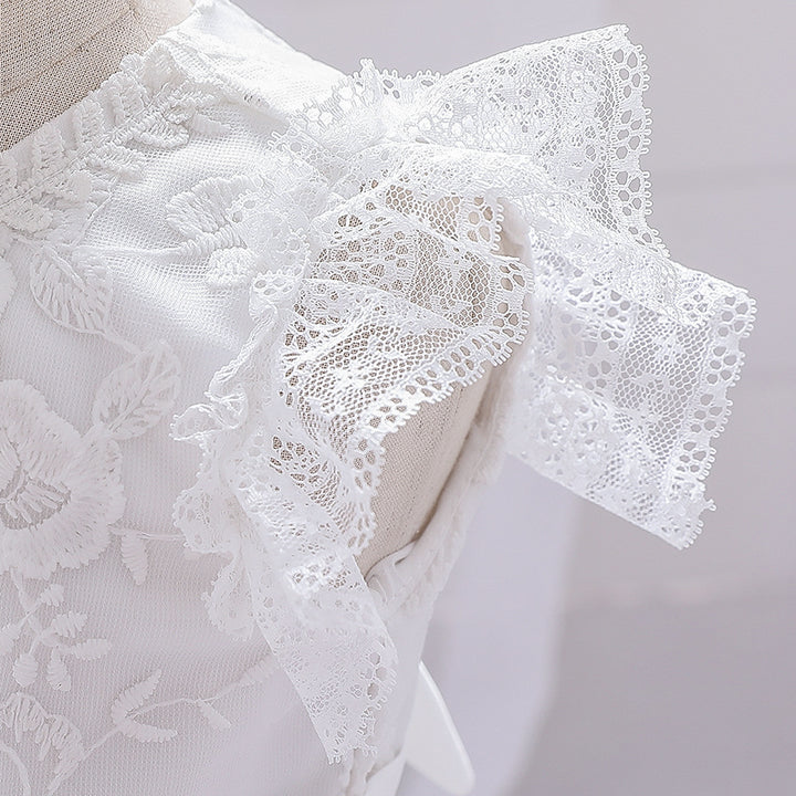 Ball Gown Scoop Flying Sleeves Flower Girl Dresses with Applique