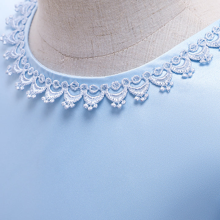 Ball Gown Scoop Puff Sleeves Flower Girl Dresses with Solid Flowers