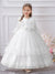 Ball Gown Scoop 3/4 Sleeves Flower Girl Dresses with Ruched