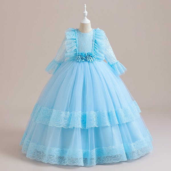 Ball Gown Scoop 3/4 Sleeves Flower Girl Dresses with Ruched