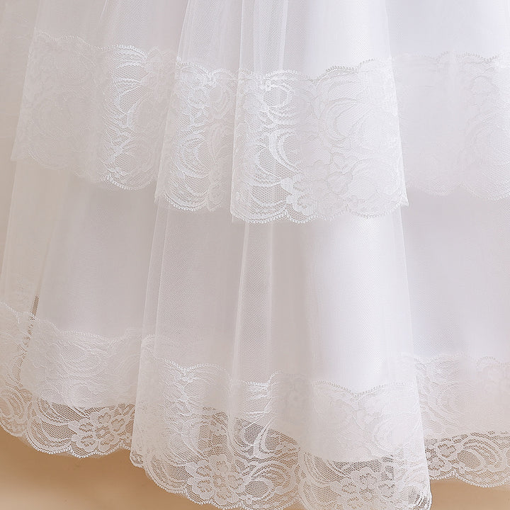Ball Gown Scoop 3/4 Sleeves Flower Girl Dresses with Ruched