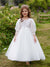 Ball Gown Scoop 3/4 Sleeves Flower Girl Dresses with Lace
