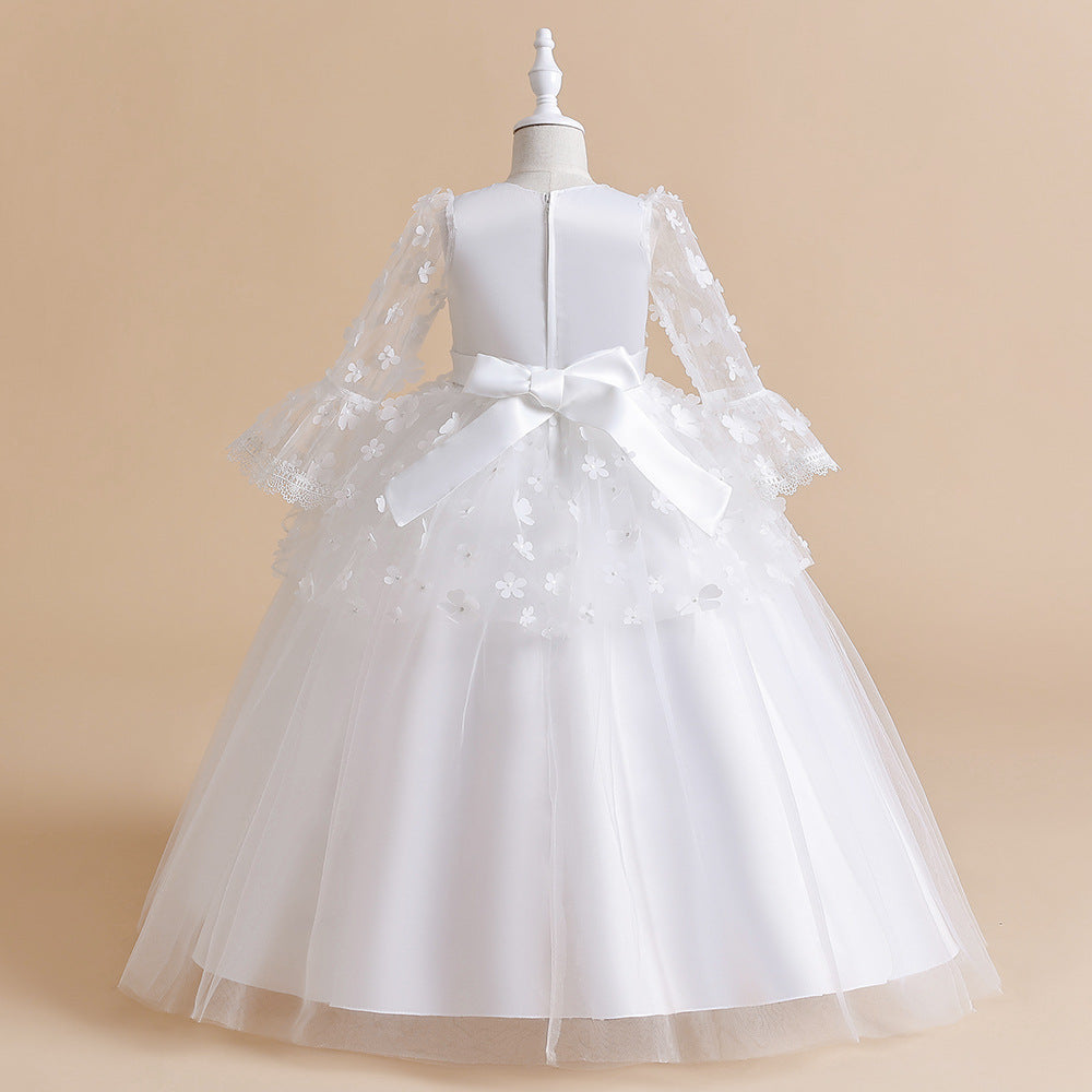 Ball Gown Scoop 3/4 Sleeves Flower Girl Dresses with Tiered