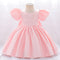 Ball Gown Scoop Puff Sleeves Flower Girl Dresses with Solid Flowers