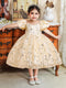 Ball Gown Scoop Puff Sleeves Flower Girl Dresses with Sequins