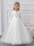 Ball Gown Scoop Long Sleeves Flower Girl Dresses with Lace