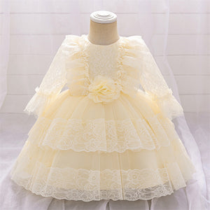 Ball Gown Scoop Long Sleeves Flower Girl Dresses with Lace