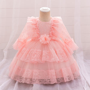 Ball Gown Scoop Long Sleeves Flower Girl Dresses with Lace
