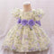 Ball Gown Scoop Puff Sleeves Flower Girl Dresses with Solid Flowers